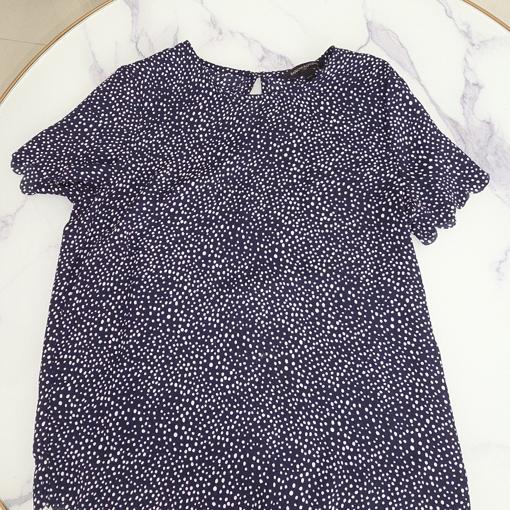 Banana Republic Navy and White Dotted Blouse